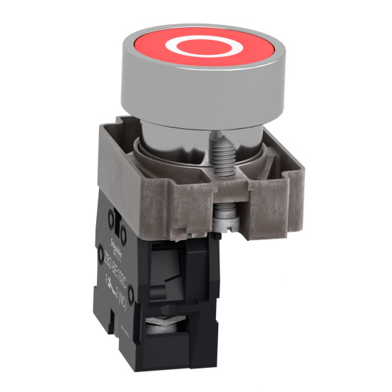 Bouton-poussoir, métal, encastré, rouge, 22 mm, 1NC Easy Harmony XB2 Schneider Electric -