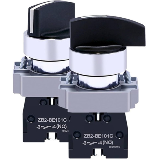 Boutons-poussoirs sélecteur complet, métal, noir, 22 mm, 2 positions, Easy Harmony XB2 Schneider