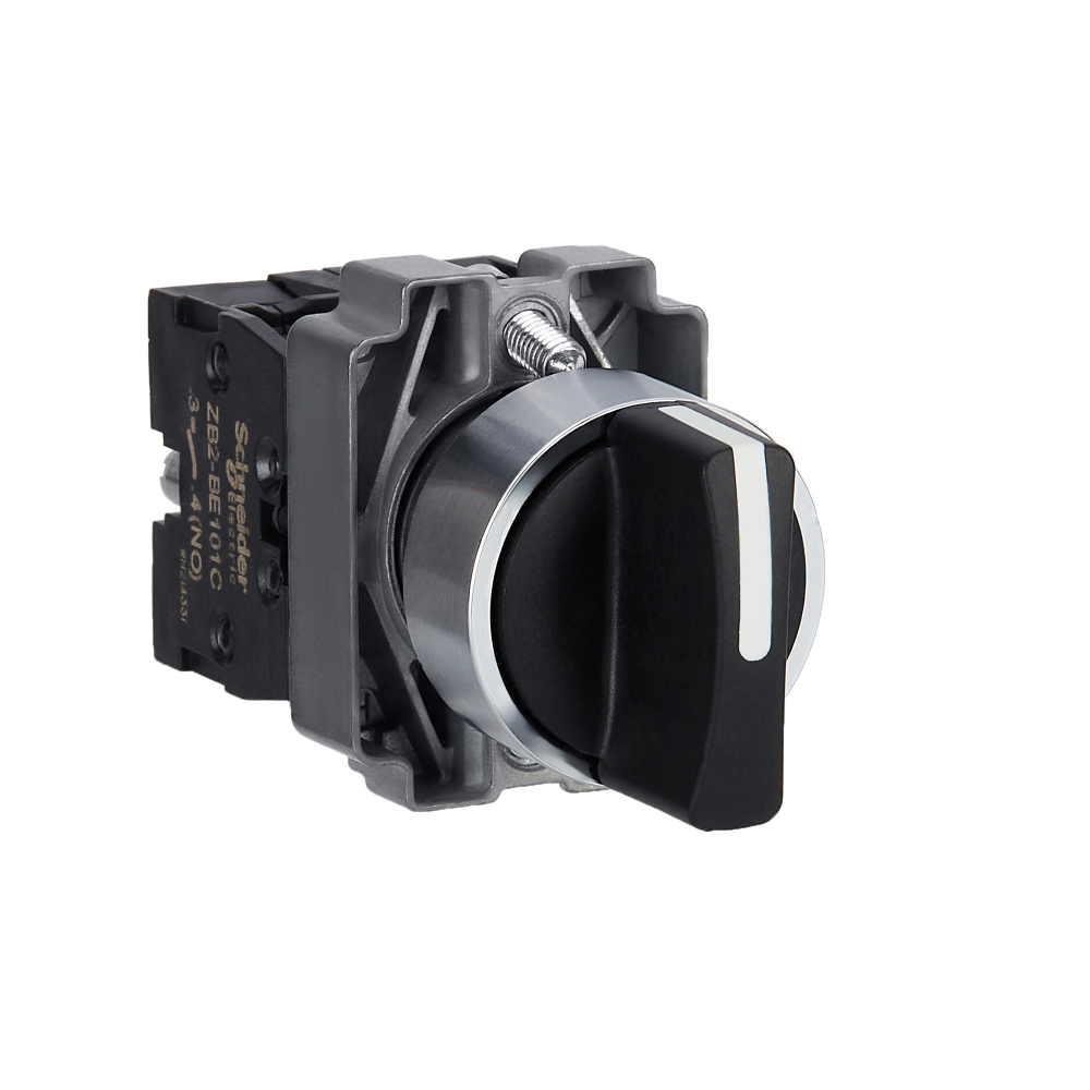Sélecteur complet, métal, noir, 22 mm, 2 positions, 1 NO + 1 NF Easy Harmony XB2 Schneider Electric