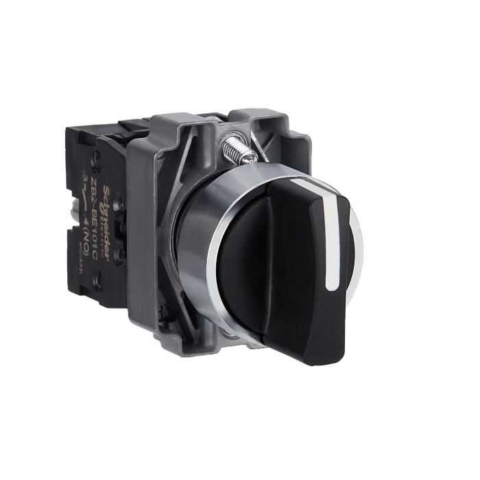 Sélecteur complet, métal, noir, 22 mm, 2 positions, 1 NO + 1 NF Easy Harmony XB2 Schneider Electric