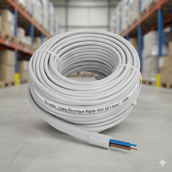 Cable Electrique Rigide VGV 2G1.5mm² rouleau de 100M - Sicable
