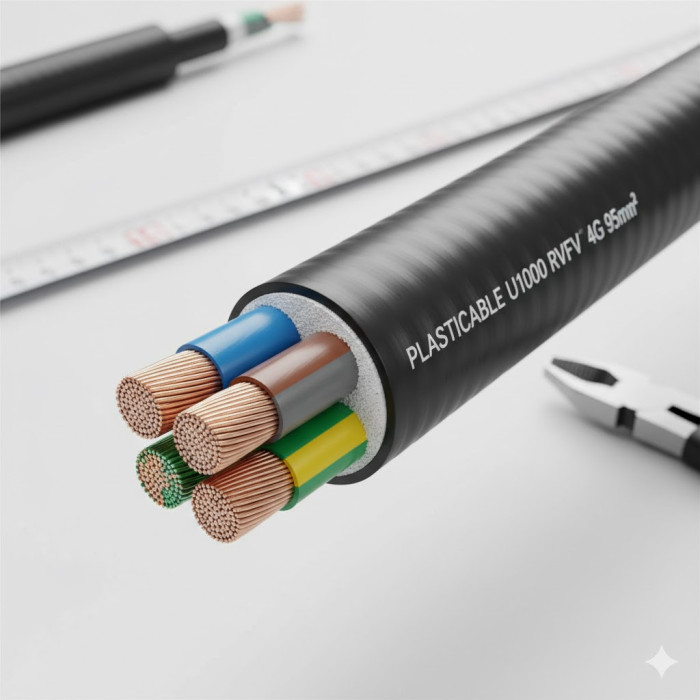 Câble électrique feuillard armé U-1000 RVFV 4G95mm² - Plasticable,Câble électrique feuillard armé