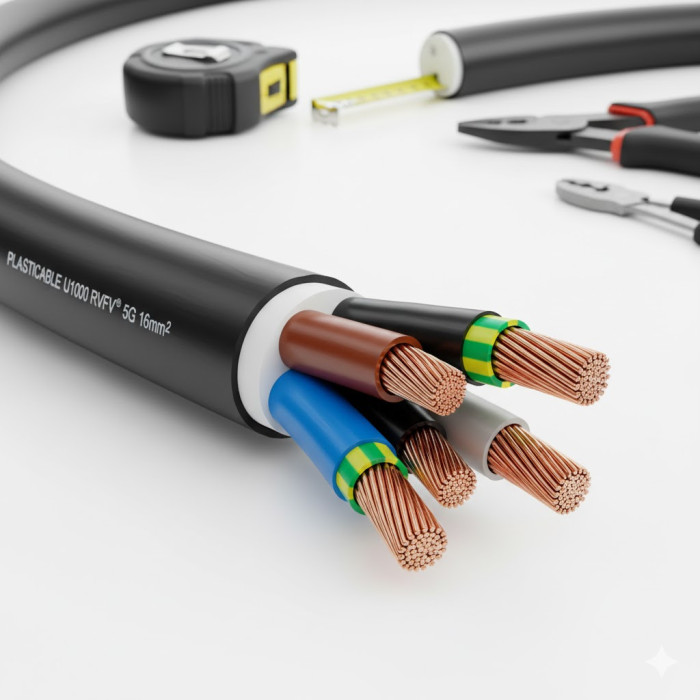 Câble électrique feuillard armé U-1000 RVFV 5G16mm² - Plasticable,Câble électrique feuillard armé