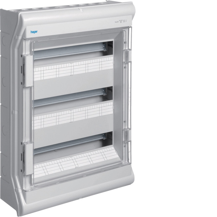 Coffret de distribution étanche vector IP55, 3 rangées 54 modules 602x418x151mm - Hager -