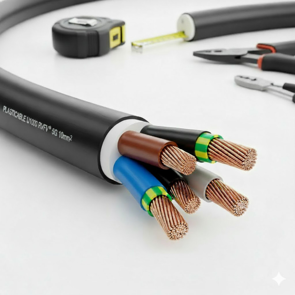 Câble électrique feuillard armé U-1000 RVFV 5G10mm² - Plasticable,Câble électrique feuillard armé