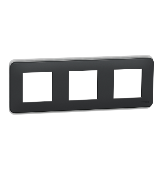 Plaque de finition - Anthracite - 3 postes Unica Pro Schneider