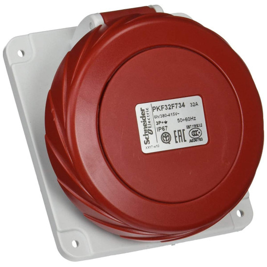 Socle prise industrielle - 32A - IP67 - 380 - 4P - vis Mureva Schneider Electric - PKF32F734,Fiche