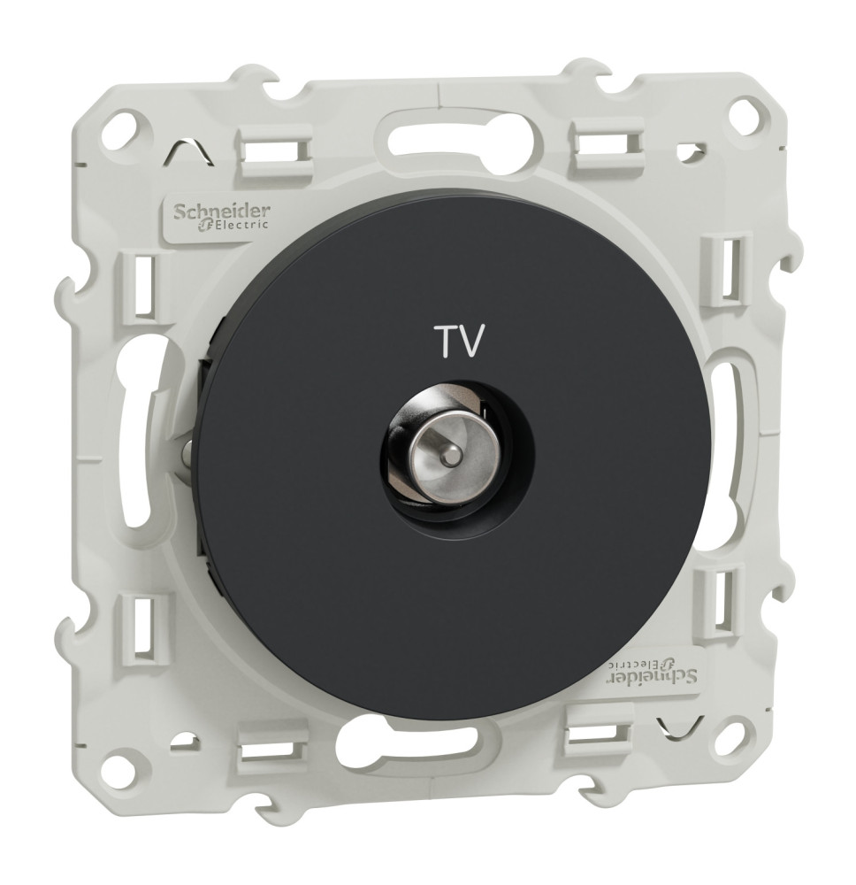 Prise TV simple - anthracite - fixation Odace Schneider Prise TV simple - anthracite - fixation Odace Schneider