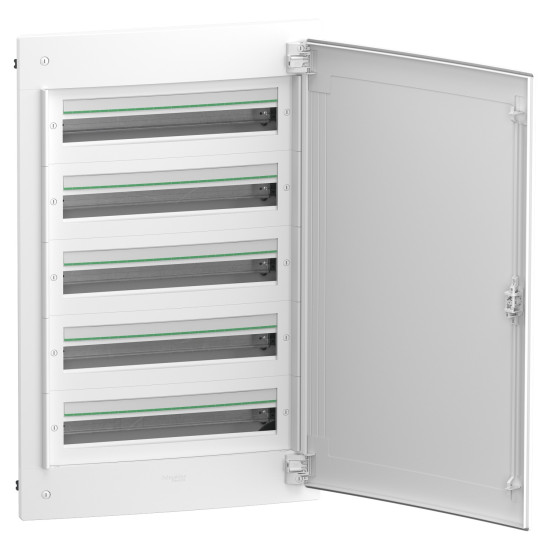 Coffret plastique encastré 5 rang. 24 modules - avec porte pleine PrismaSeT XS Schneider Electric -