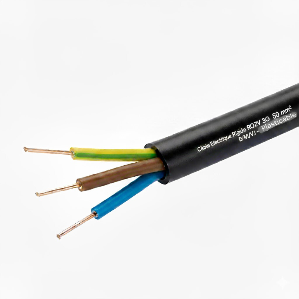 Câble électrique U-1000 R2V 3G1,5mm² - 3m - Zenitech