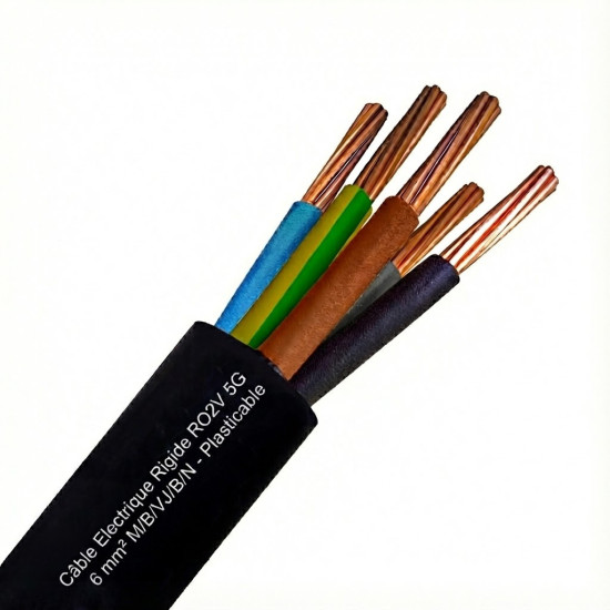 Câble Electrique Rigide R2V - RO2V - HG1000 - U-1000 R2V 5G6mm²