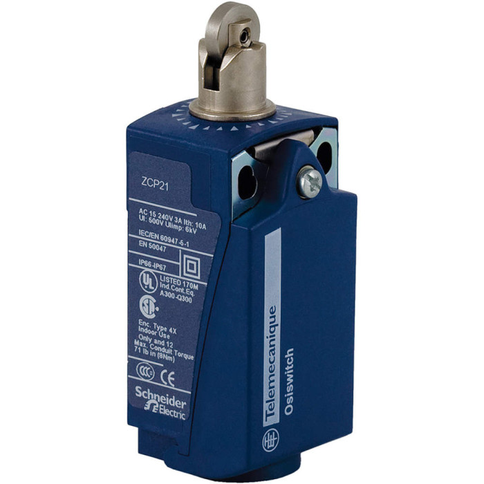 Interrupteur de position XCKP poussoir à galet 1 NO + 1 NC Schneider Electric - XCKP2102G11,Bouton