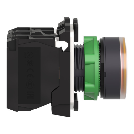 Bouton-poussoir lumineux orange Ø22 - impulsion - 240 V - 1O+1F Harmony XB5 Schneider Electric -