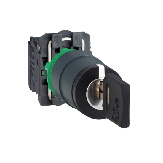Bouton à clé 455 - Ø22 - 3 pos fix - retr C - 2F - vis étrier, Harmony XB5 Schneider Electric -