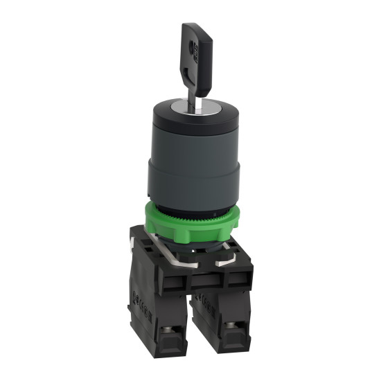 Bouton à clé 455 - Ø22 - 3 pos fix - retr C - 2F - vis étrier, Harmony XB5 Schneider Electric -