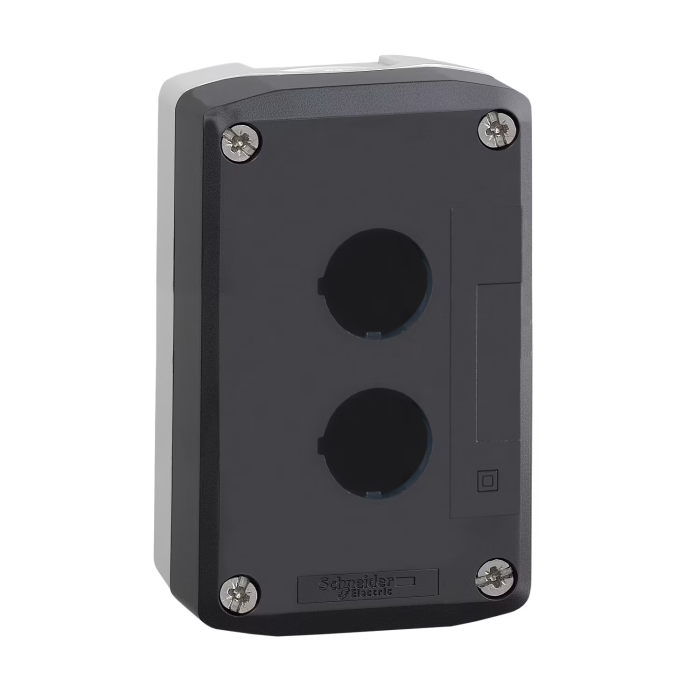 Boite 2 trous Ø22 - couvercle gris foncé - fond gris clair, Harmony XAL Schneider Electric -