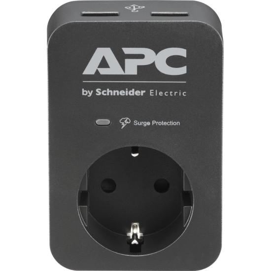 Prise 2P+T, 2 ports USB, noir, 230 V, APC Essential SurgeArrest Schneider Electric -