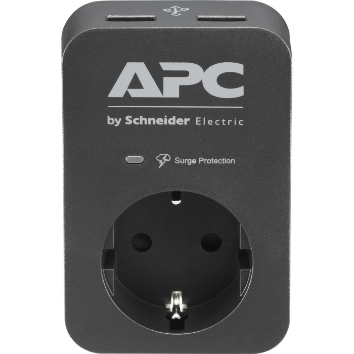 Prise 2P+T, 2 ports USB, noir, 230 V, APC Essential SurgeArrest Schneider Electric -