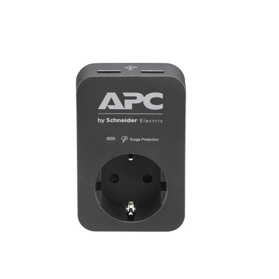Prise 2P+T, 2 ports USB, noir, 230 V, APC Essential SurgeArrest Schneider Electric -