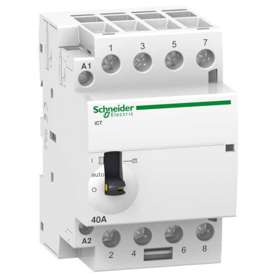 Contacteur modulaire à commande manuelle - 4P - 40A - 4NO - 220/240Vca - 50Hz Schneider Electric -