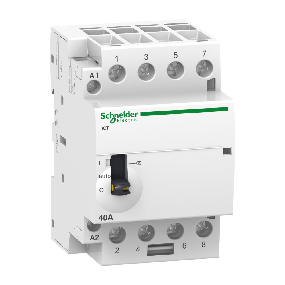 Contacteur modulaire à commande manuelle - 4P - 40A - 4NO - 220/240Vca - 50Hz Schneider Electric -