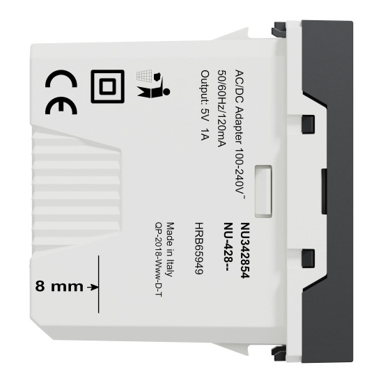Chargeur USB - 5Vcc - 1A - 1 module - Anthracite - mécanisme seul - New Unica Schneider Electric -