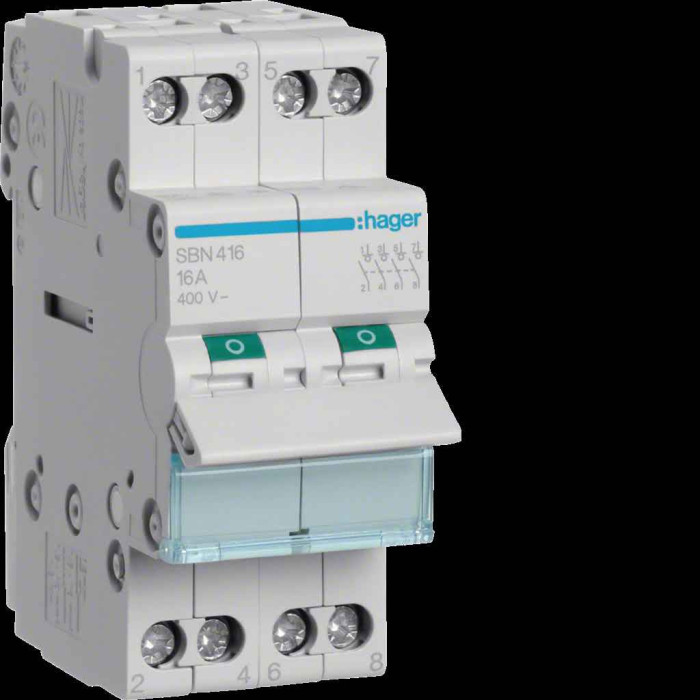 Interrupteur modulaire 4 pôles 16A - HAGER - SBN416,Bouton poussoir, interrupteur et voyant lumineux