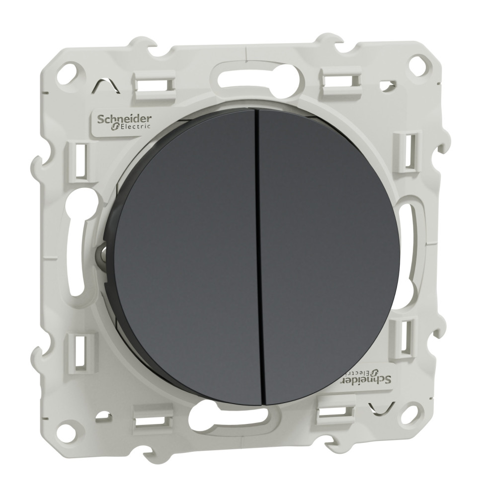 Interrupteur double va-et-vient anthracite Odace Schneider Interrupteur double va-et-vient anthracite Odace Schneider