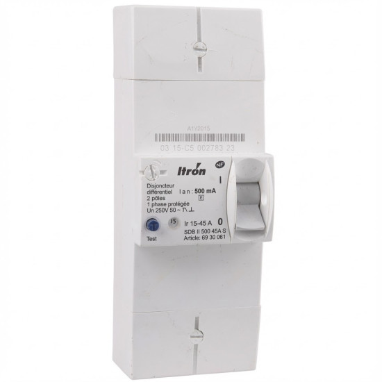 Disjoncteur d'abonné monophasé 15/45A 500mA différentiel