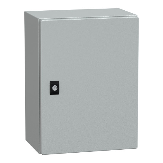 Coffret acier - porte pleine H400xL300xP200 IP66 IK10 RAL7035 Spacial CRN PanelSeT Schneider