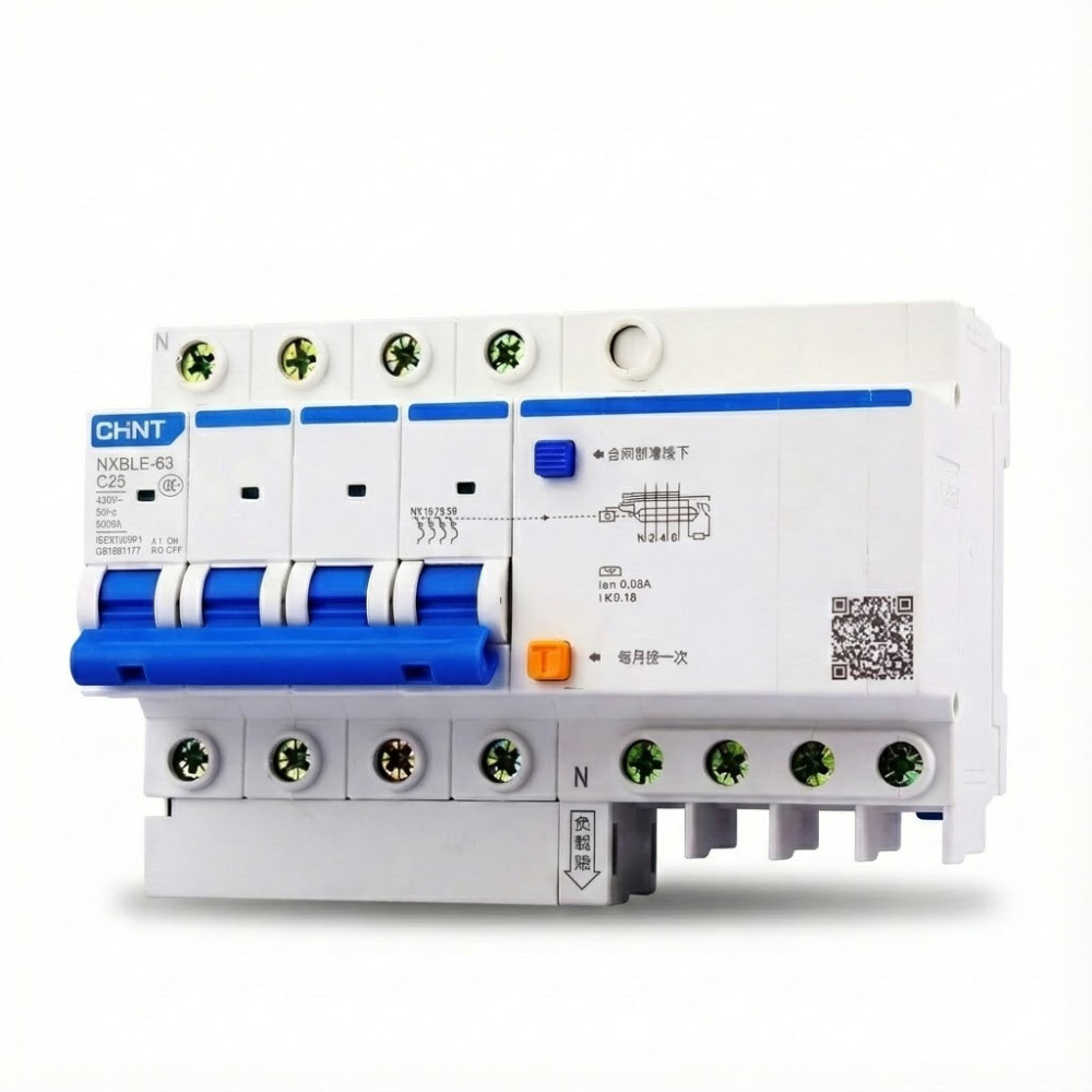 Disjoncteur Différentiel 6kA 4P C-25A 300mA NXBLE-63 CHINT -