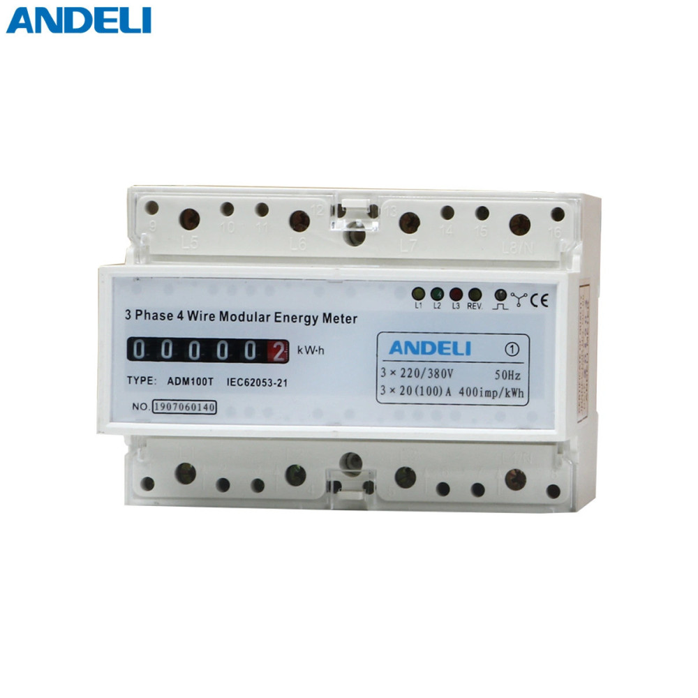 Compteur d’énergie 3PH 15-60A ANALOGUE 380V SUR RAIL -ANDELI -