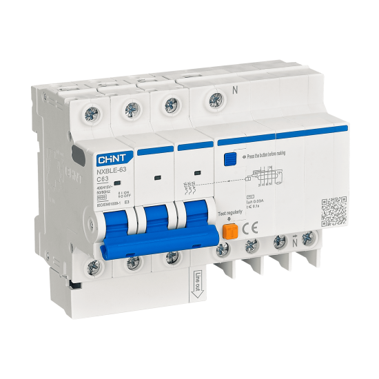 Disjoncteur Différentiel 6KA 4P C-63A 30mA NXBLE-63 CHINT -