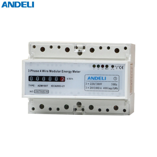 Compteur d'energie 3PH 20(100)A ANALOGUE 380V SUR RAIL - ANDELI