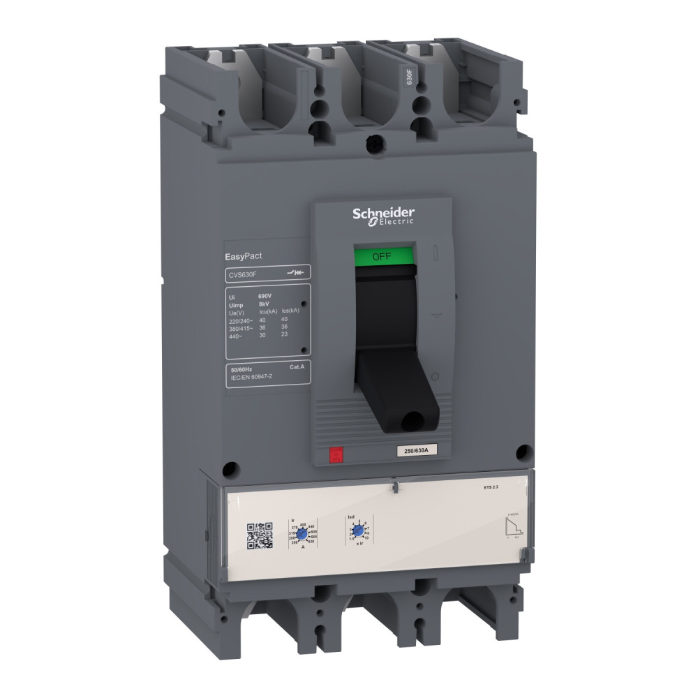 Disjoncteur 36kA 630A 3P3D 415V AC ETS 2.3 EasyPact CVF630F Schneider Electric -