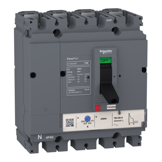 Disjoncteur CVS100F TM100D 4P4D 36kA 100A 415V EasyPact CVS Schneider Electric -