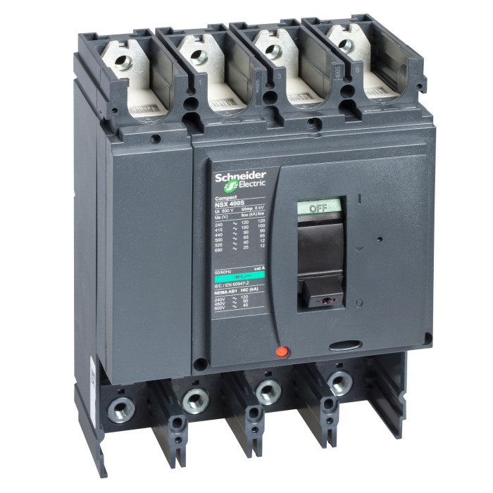 Disjoncteur - 400A - 4P - 50kA - 415VCA - sans déclencheur, Compact NSX400N Schneider Electric -
