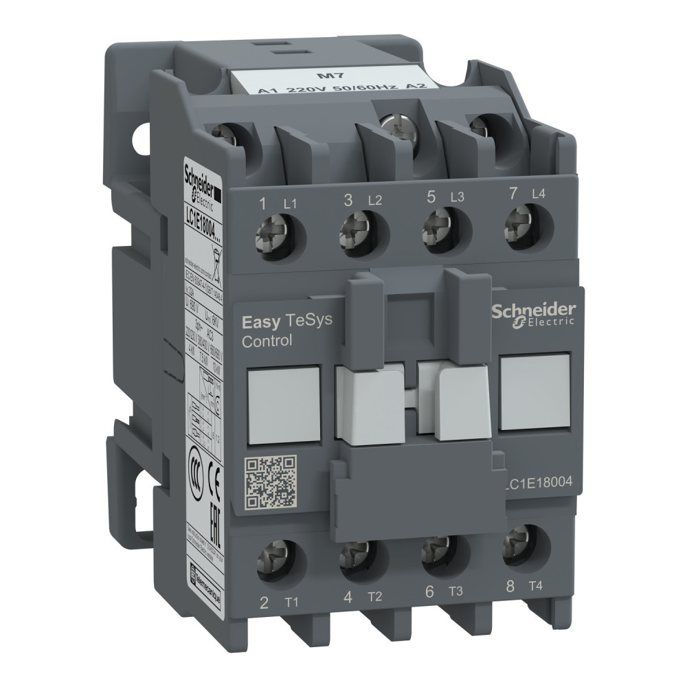 Contacteur TVS 4P (4 NO) - AC-1 - ≤ 415 V 32 A - Bobine 220 V AC, EasyPact Schneider Electric -
