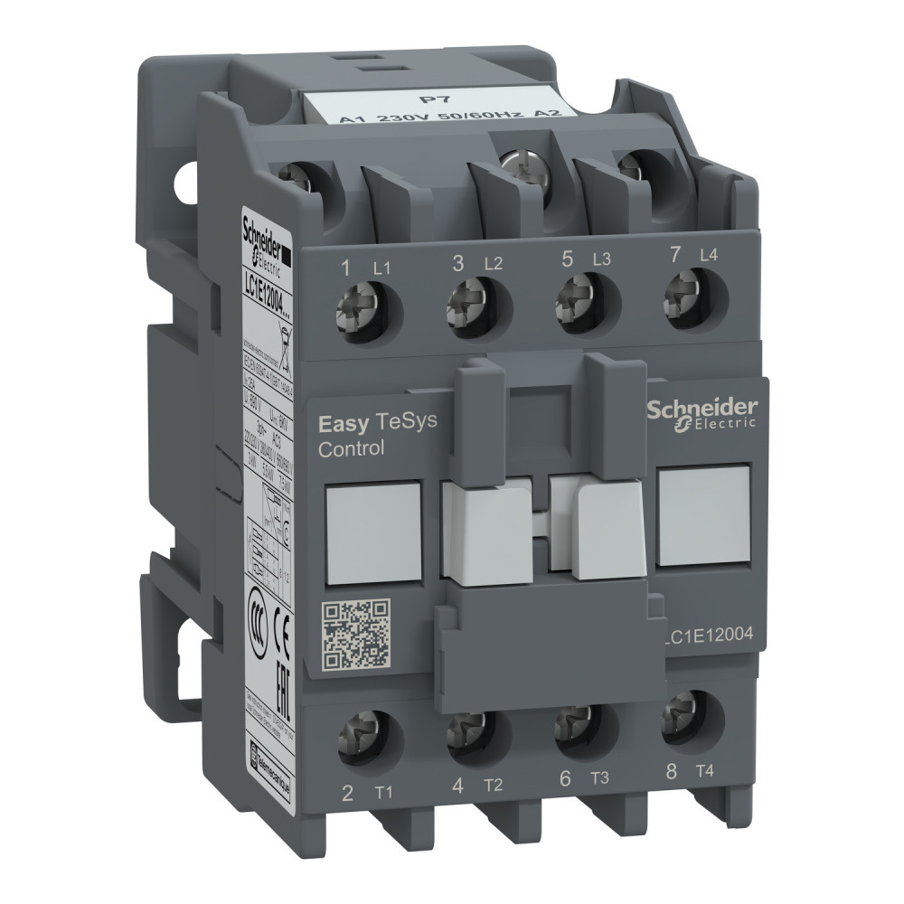 Contacteur, LC1E, 4P (4NO), AC-1 25A, 230V, Easy TeSys Schneider Electric - LC1E12004P7,Contacteur