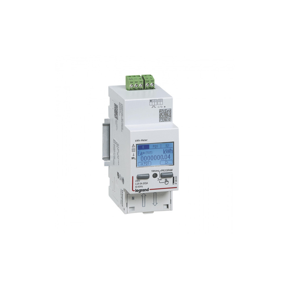 Compteur modulaire monophasé EMDX³ non MID raccordement direct 63A 2 modules avec sortie à