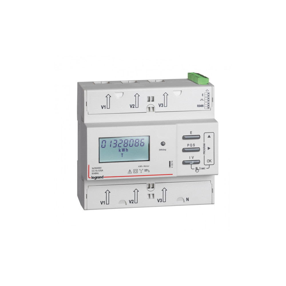 Compteur triphasé EMDX³ - non MID - raccordement direct 125 A - 6 modules - LEGRAND -