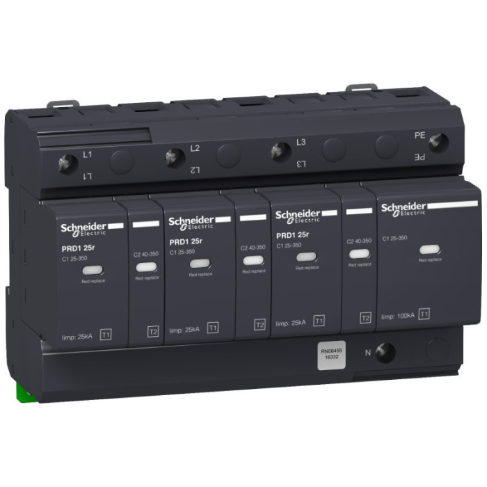 Parafoudre PRD1 25r - 3P+N - Débrochable - 350V - report signalisation-16332,Parafoudre
