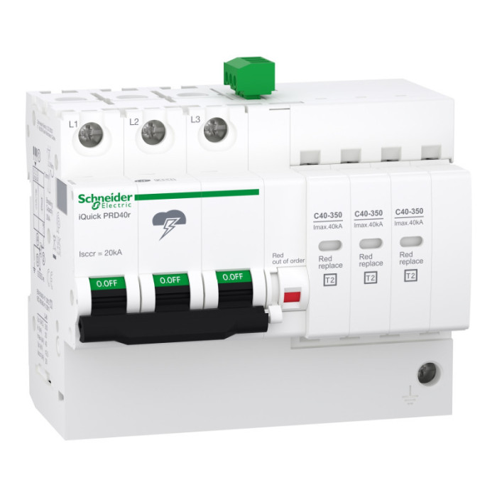 PARAFOUDRE IQUICK- PRD40R -3P+N- 40KA- TYPE2 AVEC REPORT SIGNALISATION A9L16294 SCHNEIDER,Parafoudre