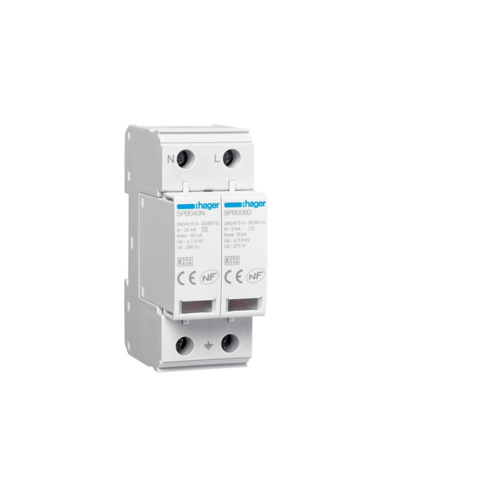 PARAFOUDRE -8KA -2P TNS/TT + CONTACT - HAGER-SPB208D,Parafoudre