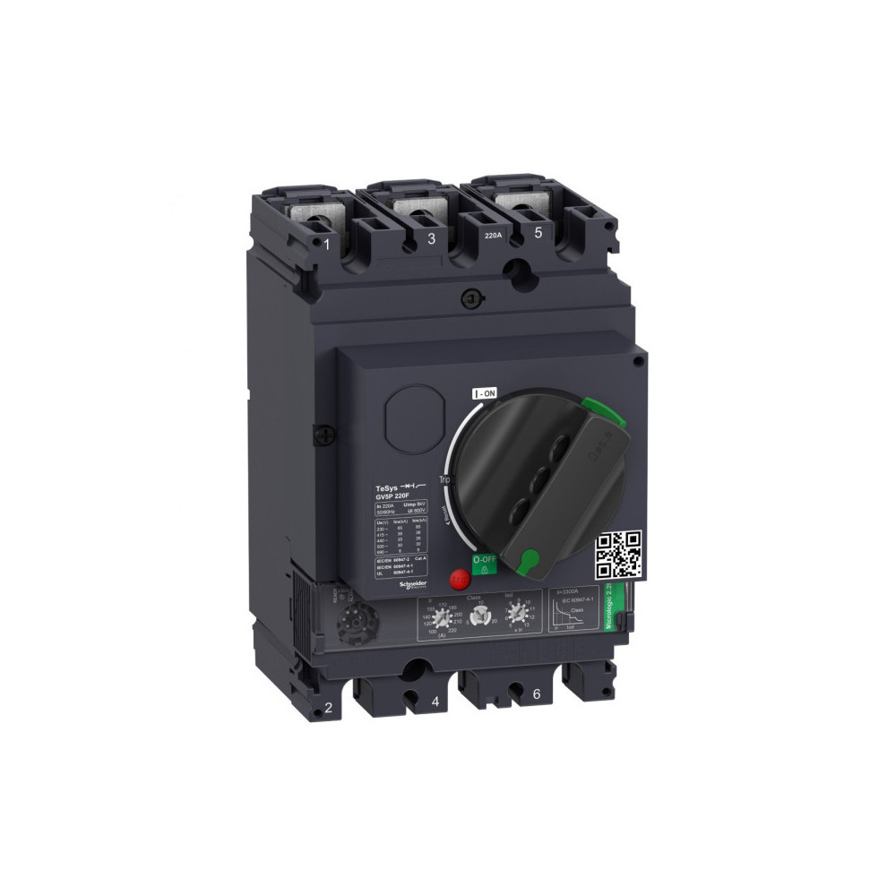 Disjoncteur Tesys GV5 3P 220 A Icu 36 kA magnéto-thermique - SCHNEIDER - GV5P220F,Disjoncteur