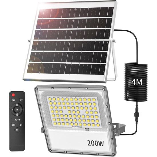 Projecteur LED SOLAIRE 50W 6500K AVEC PANNEAU DEPORTE +