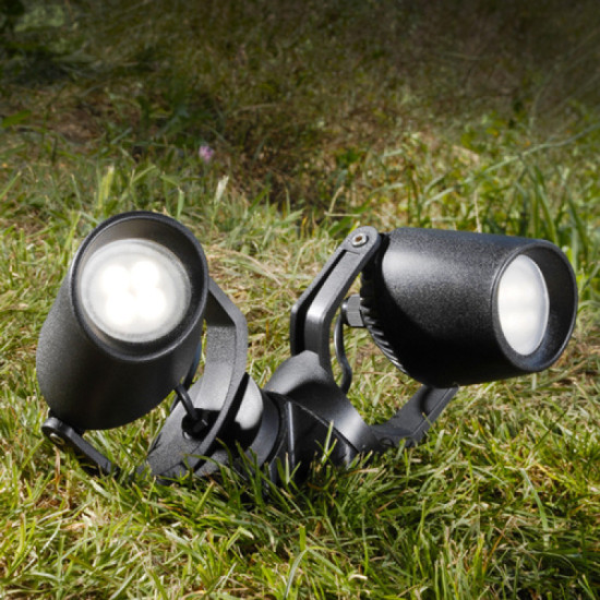 Projecteur LED A PIQUET ÉTANCHE IP66 1 X GU10 6W CCT NOIR SATIN