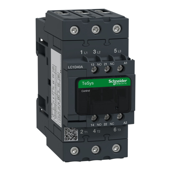 Contacteur 3 PÔLES - AC-3 440V - 40A - bobine 400Vca TeSys LC1D Schneider Electric -