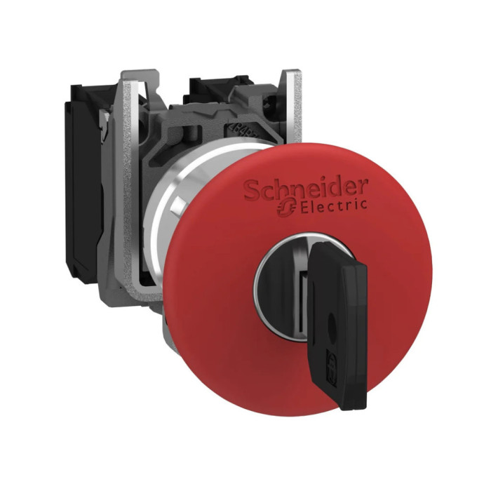 Bouton d'arrêt urgence - Ø40 - à clé 455 - rouge - 1O+1F - vis Harmony XB4 - SCHNEIDER -