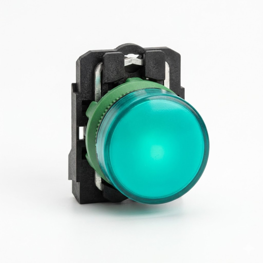 Voyant lumineux DEL - Ø22 - vert - 230V - vis étrier Harmony XB5 - SCHNEIDER - XB5AVM3,Bouton